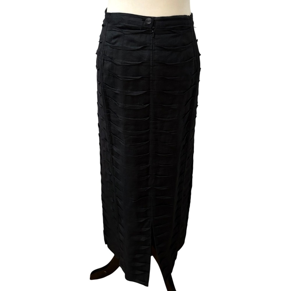 JSong Collection Black 100% Linen Textured Maxi Skirt Size 18 Plus Size Formal - Picture 4 of 8